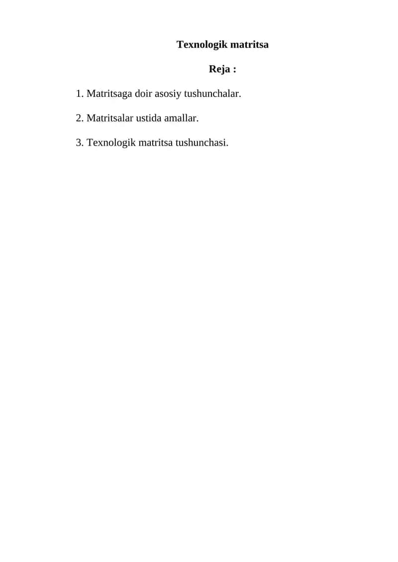 Texnologik matritsa 1