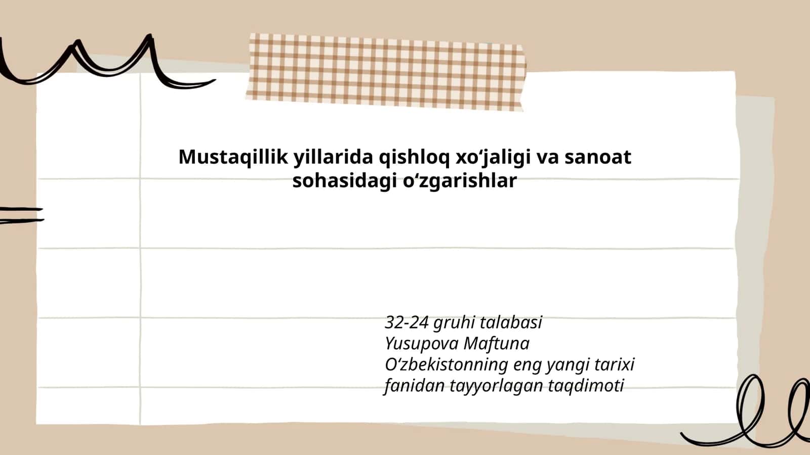Oʻzbekistonning eng yangi tarixi fanidan tayyorlagan taqdimoti 1
