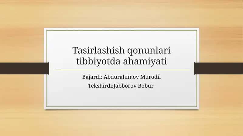 Ta'sirlashish qonunlari Tibbiyotda Ahamiyati 1
