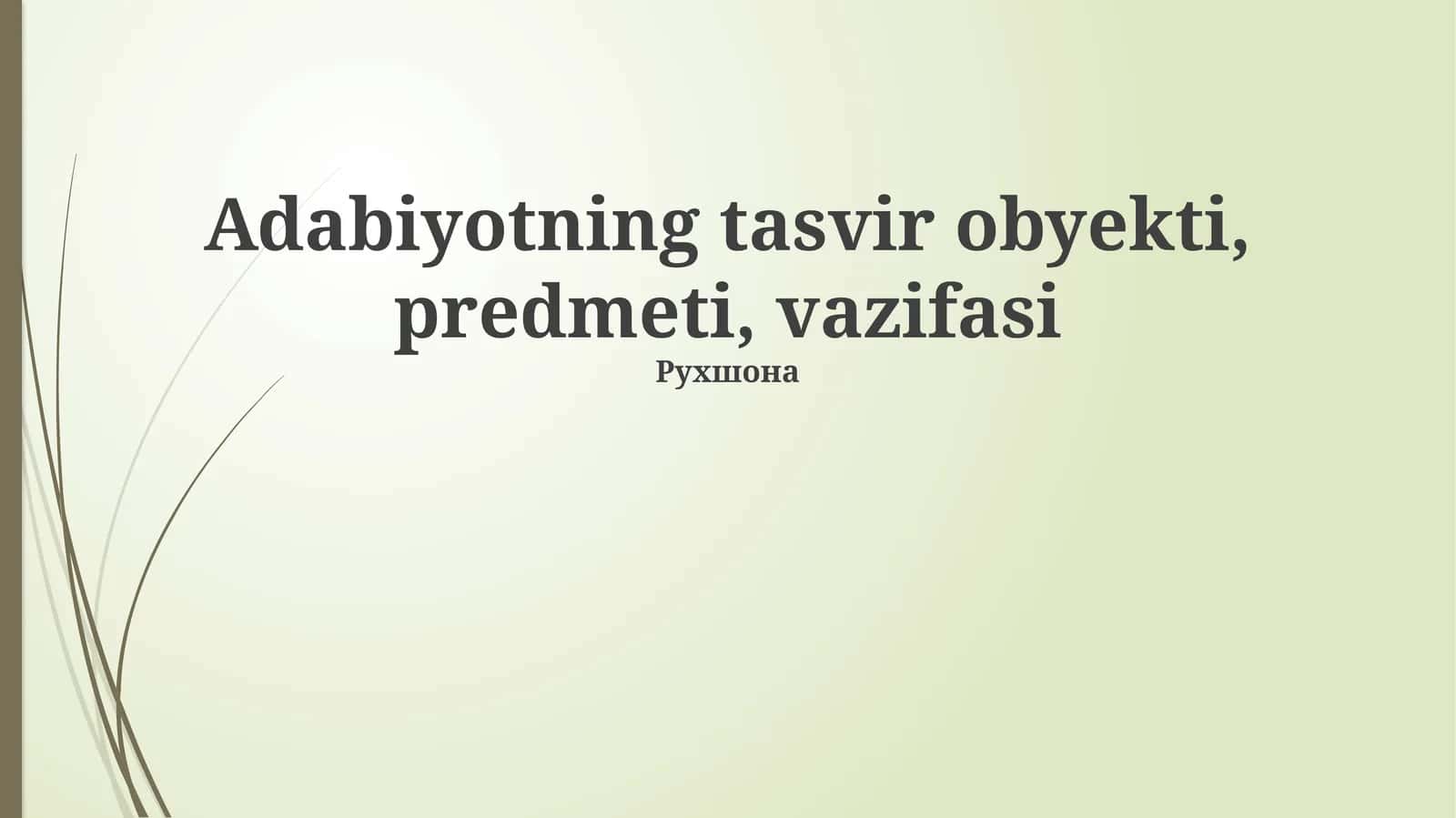 Adabiy Tasvirning Mohiyati: Obyekt, Subyekt va Funksiya 1