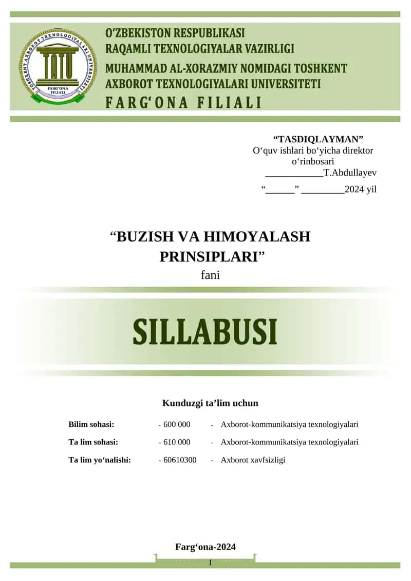 Buzish va himoyalash prinsiplari 1