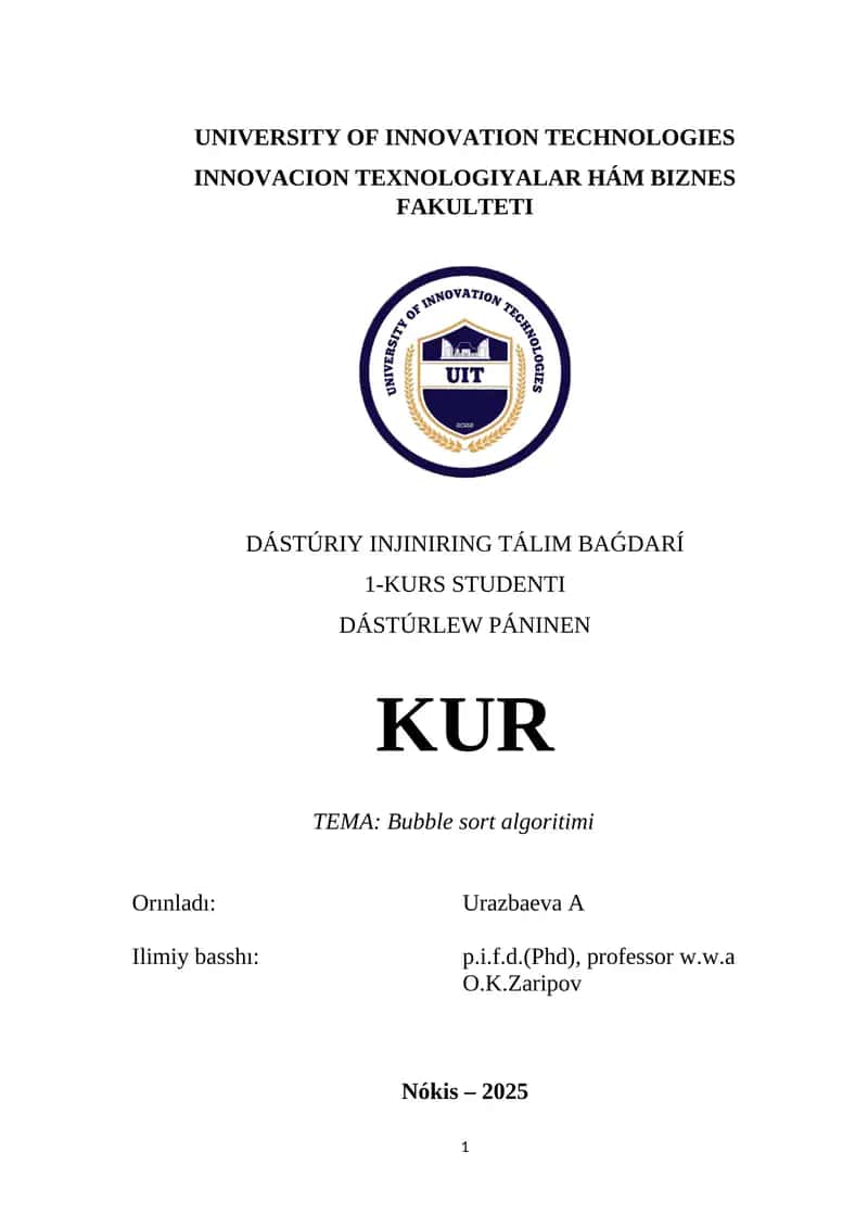 Bubble sort algoritmi 1