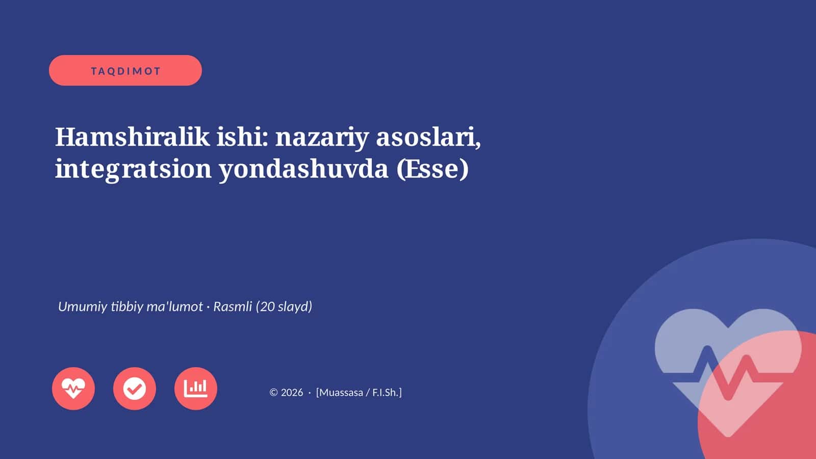 Hamshiralik ishi: nazariy asoslari, integratsion yondashuvda (Esse) 1