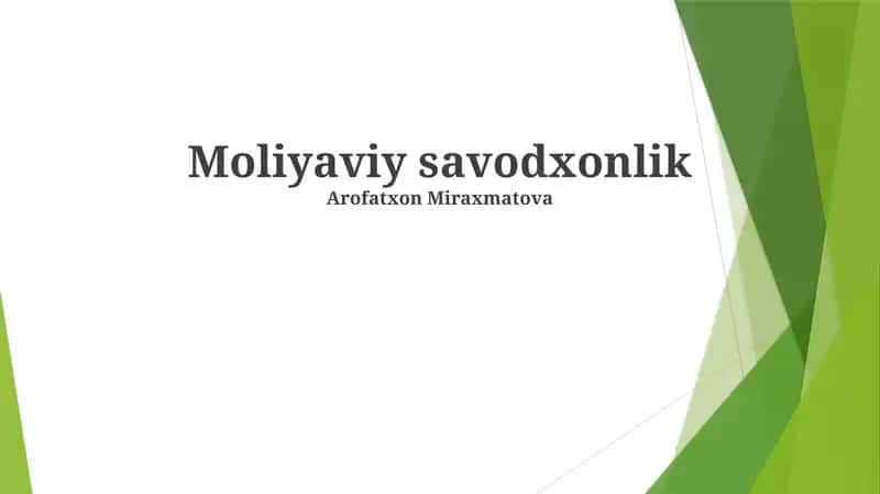 Moliyaviy savodxonlik 1