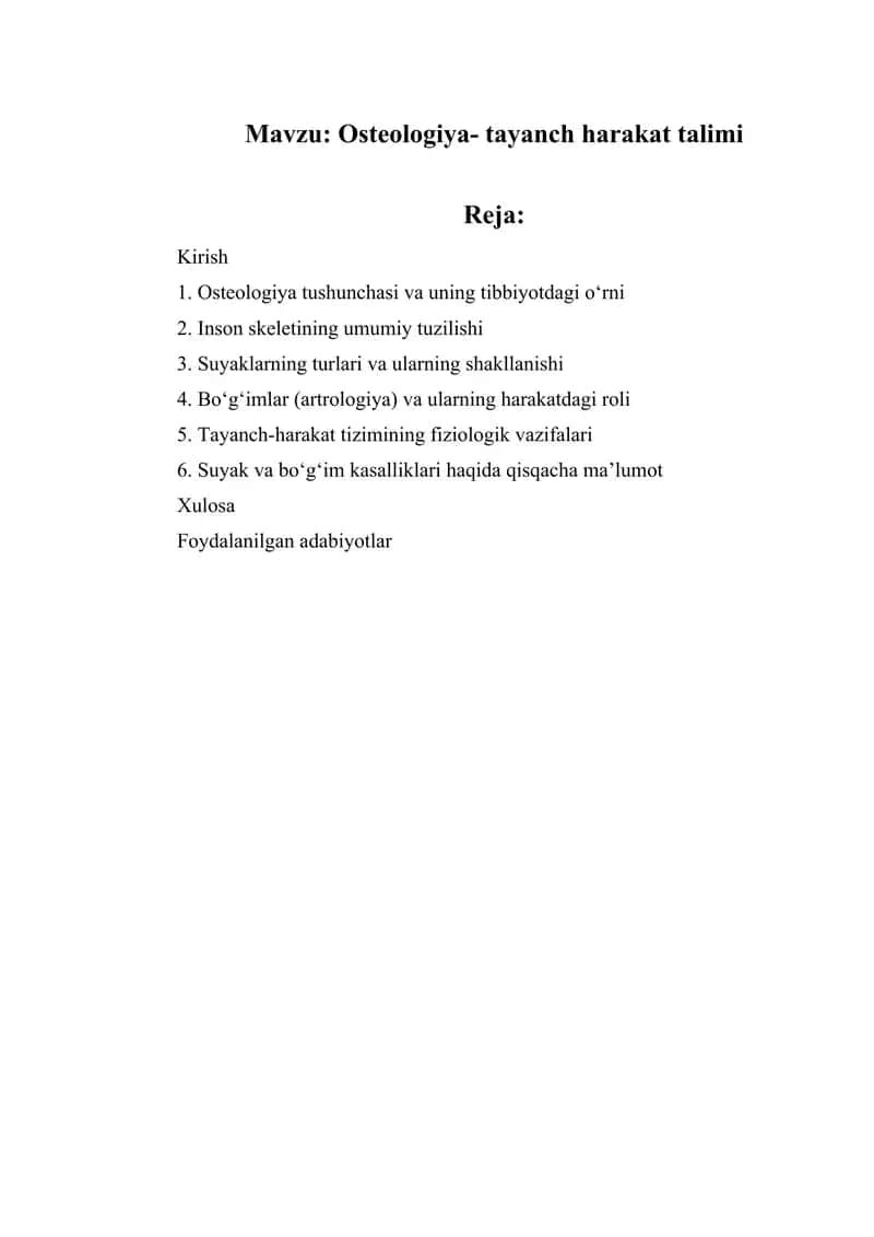 Osteologiya- tayanch harakat talimi 1
