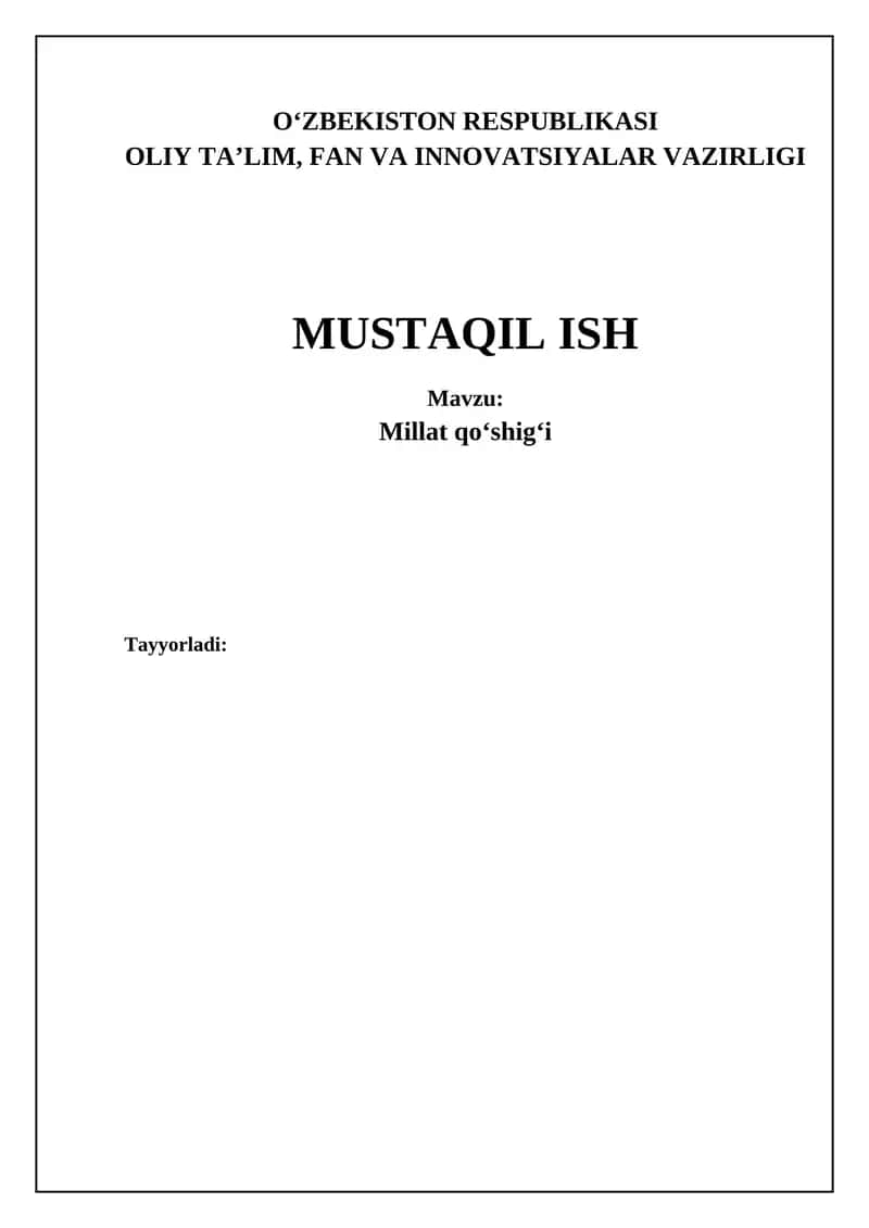 Millat qoʻshigʻi 1