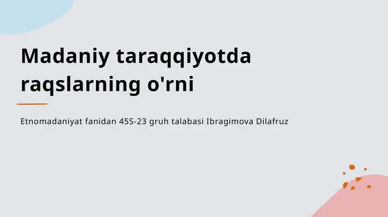 Raqs va Madaniyat 1