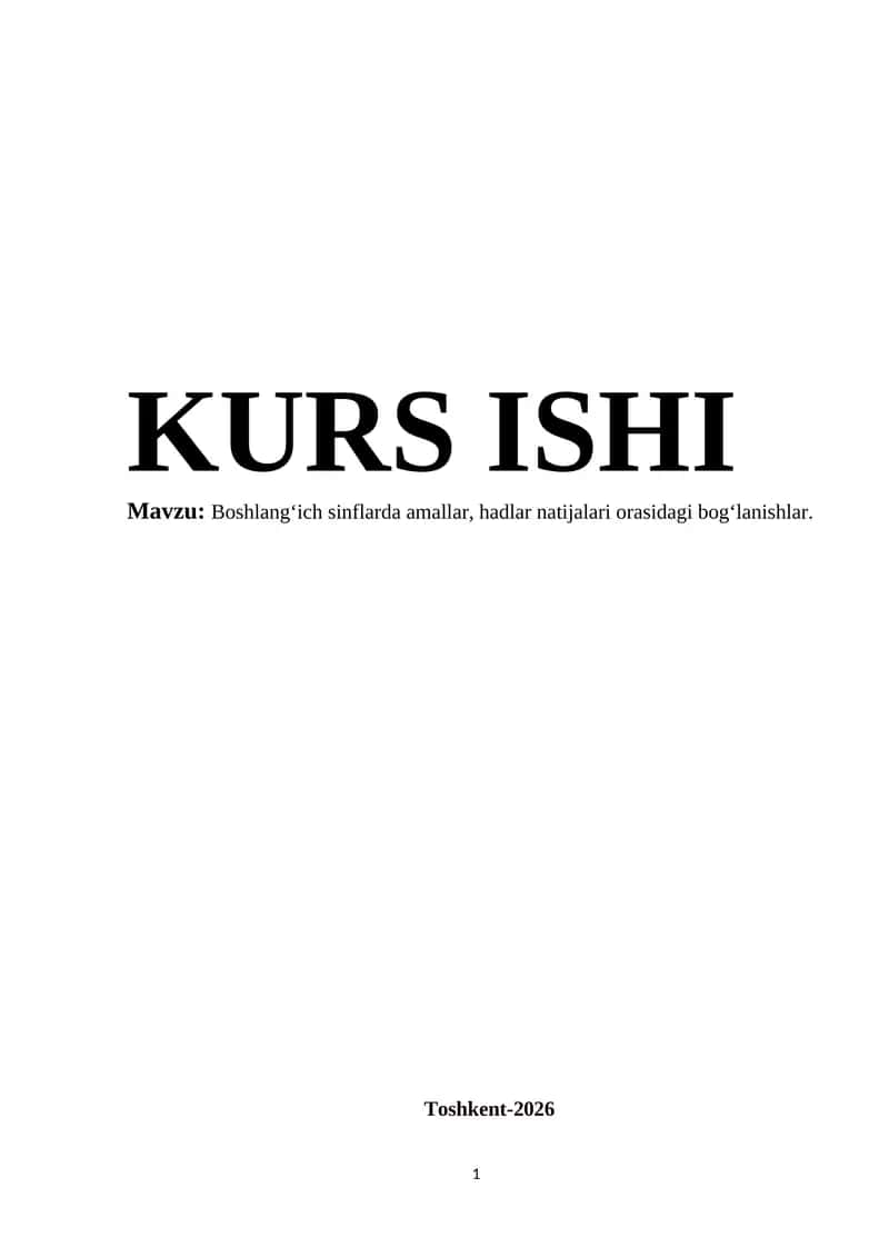 Boshlangʻich sinflarda amallar, hadlar natijalari orasidagi bogʻlanishlar 1