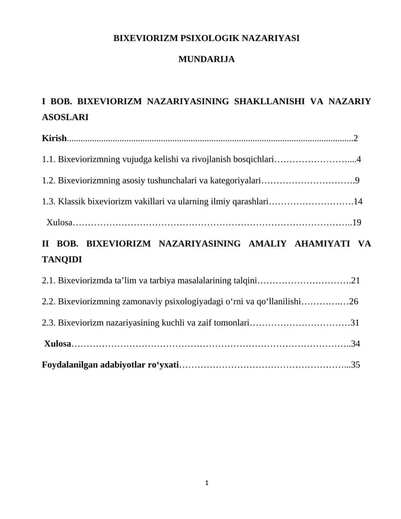 Bixeviorizm psixologik nazariyasi 1