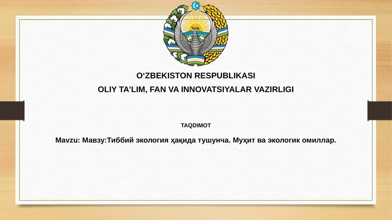 Tibiy Ekologiya 1