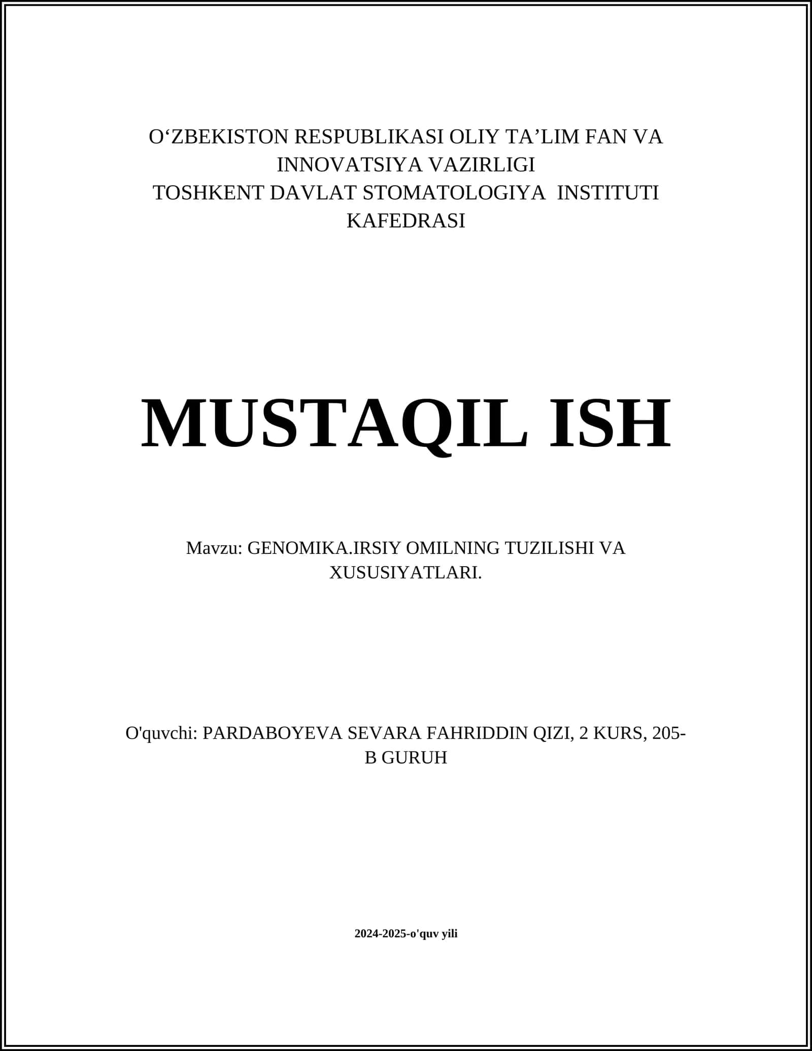 GENOMIKA.IRSIY OMILNING TUZILISHI VA XUSUSIYATLARI 1