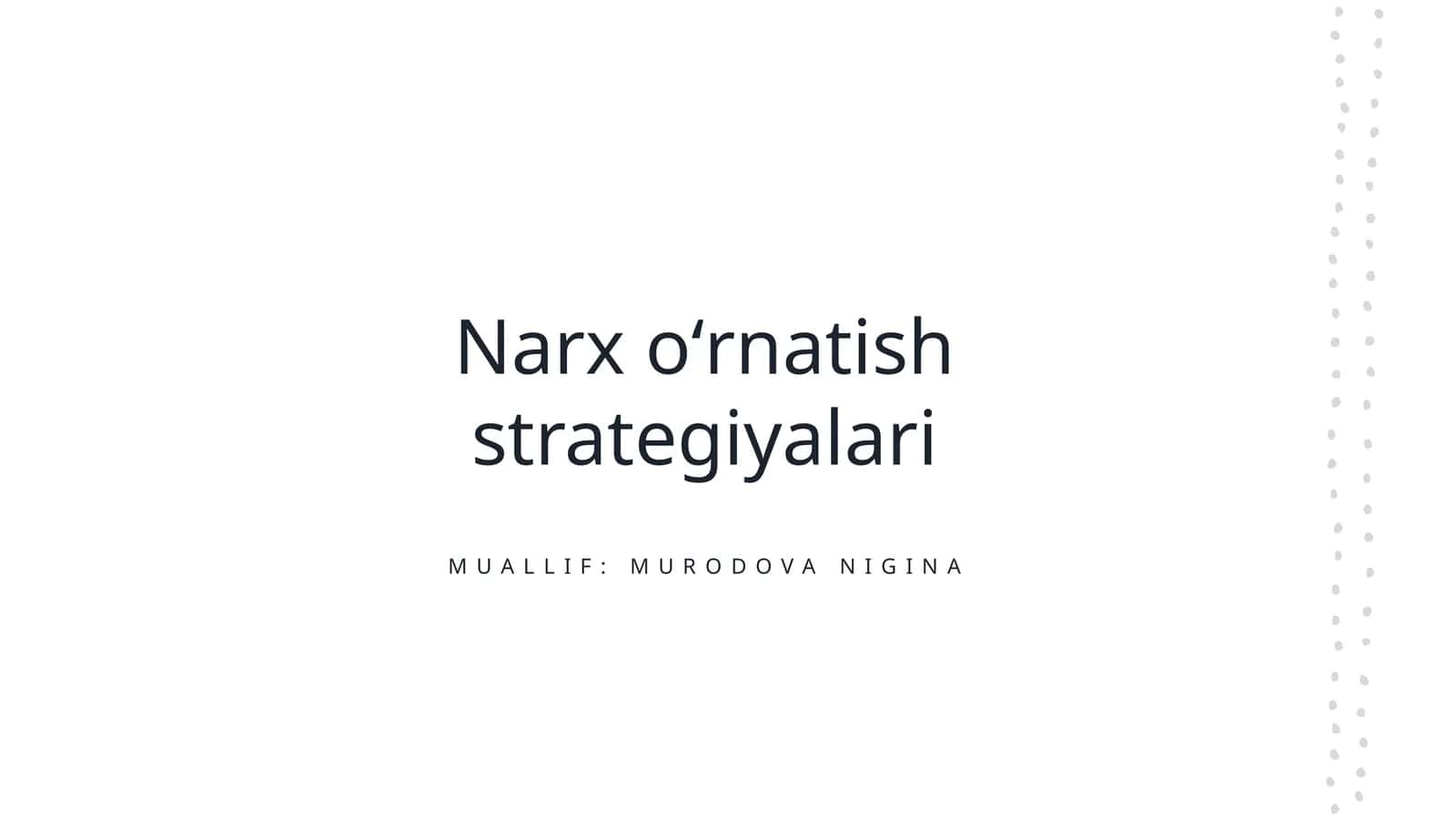 Narx oʻrnatish strategiyalari 1