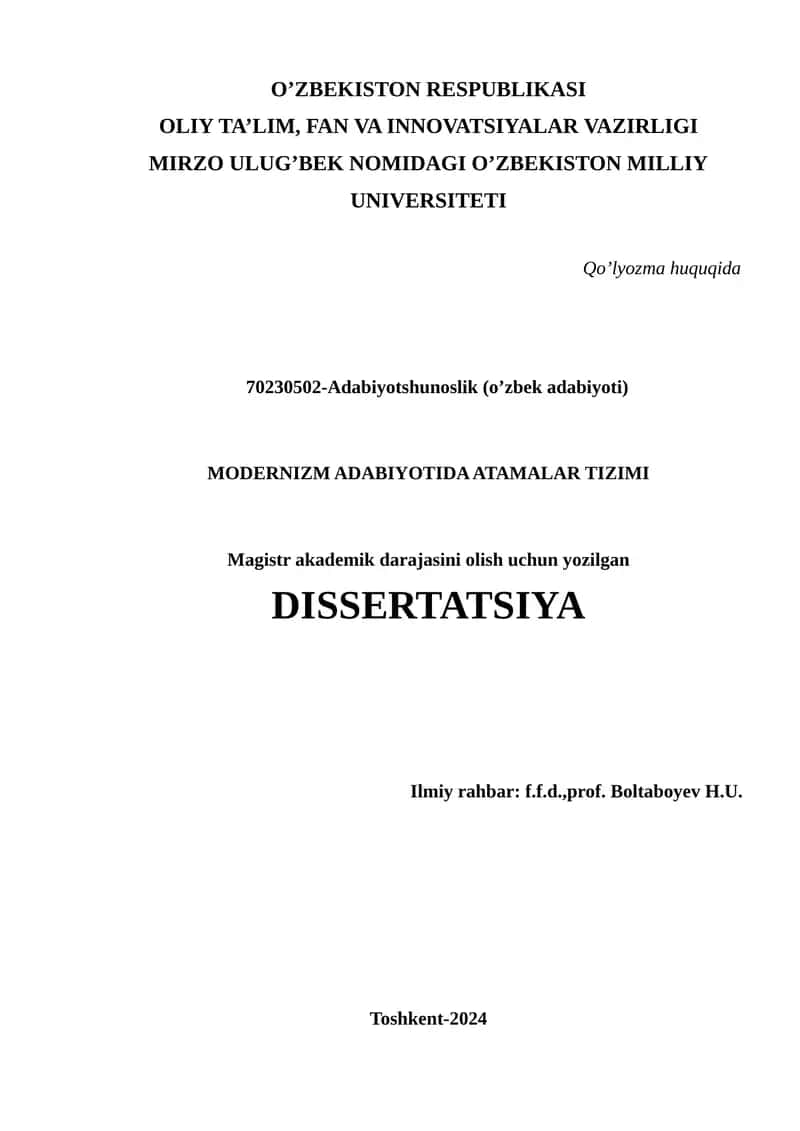 MODERNIZM ADABIYOTIDA ATAMALAR TIZIMI 1