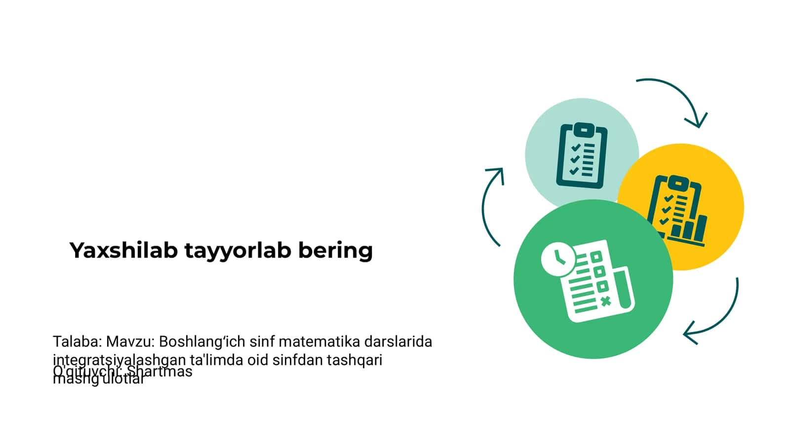 Boshlang‘ich sinf matematika darslarida integratsiyalashgan ta'limda oid sinfdan tashqari mashg‘ulotlar 1