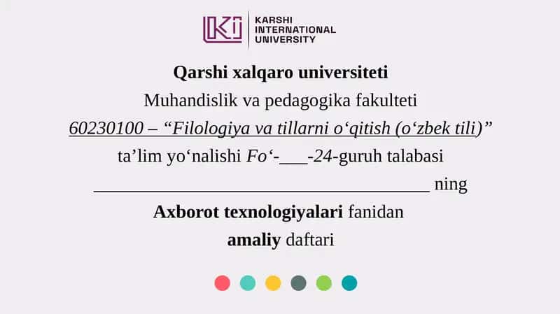 Filologiya va tillar ni o‘qitish (o‘zbek tili) 1