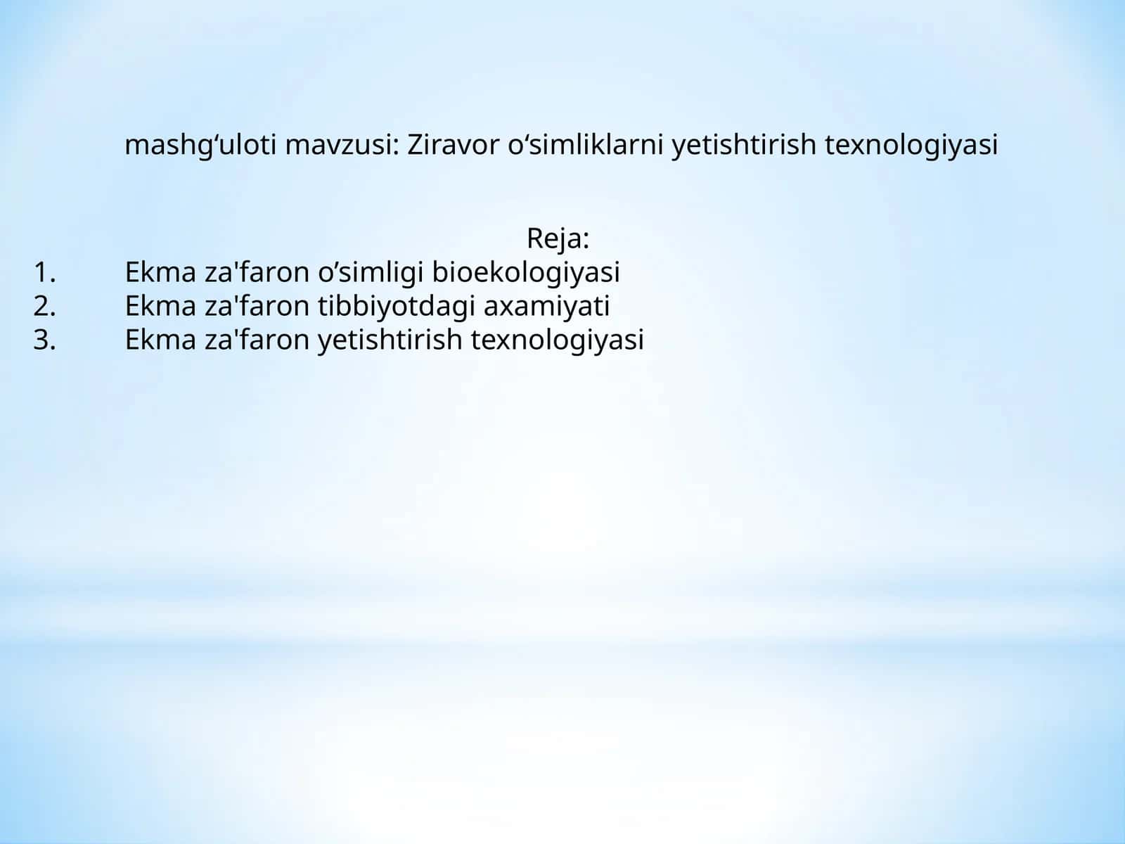 Ekma za'faron o‘simligi bioekologiyasi 1