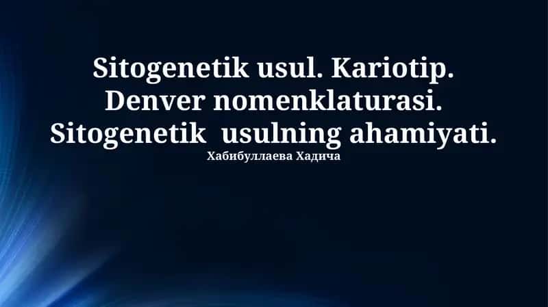 Sitogenetik usul 1