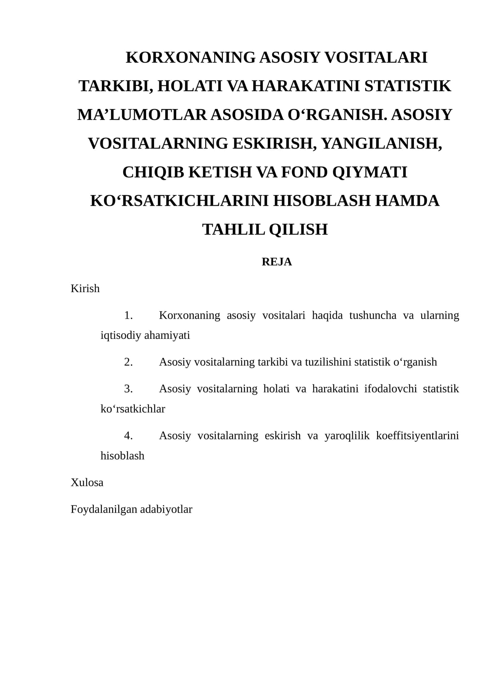 Korxonaning asosiy vositalari tuzilishi 1