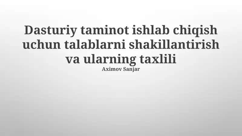 Talablarni tahlil qilish usullari 1