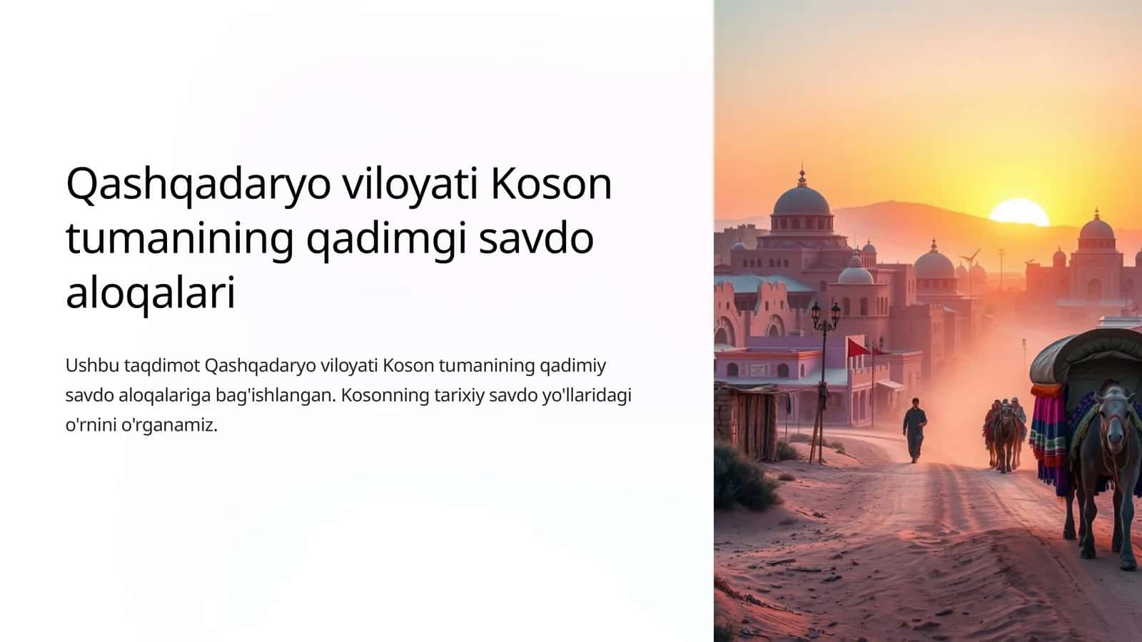 Qashqadaryo viloyati Koson tumanining qadimgi savdo aloqalari 1