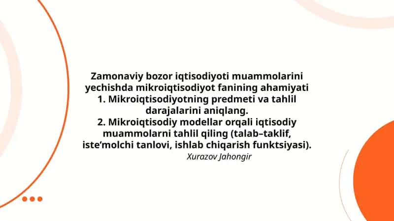 Mikroiqtisodiyot fanining ahamiyati 1