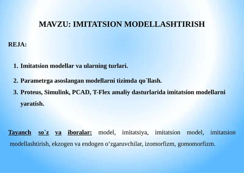 IMITATSION MODELLASHTIRISH 1