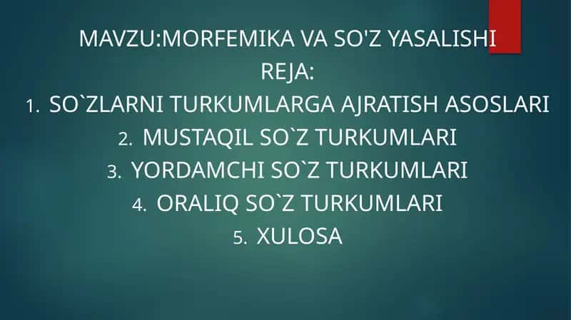 morfemika va so'z yasalishi 1