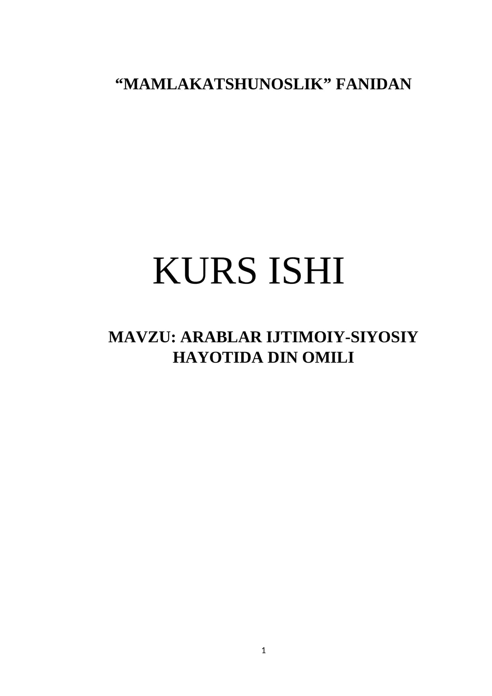 KURS ISHI Arablar ijtimoiy-siyosiy hayotida din omili 1