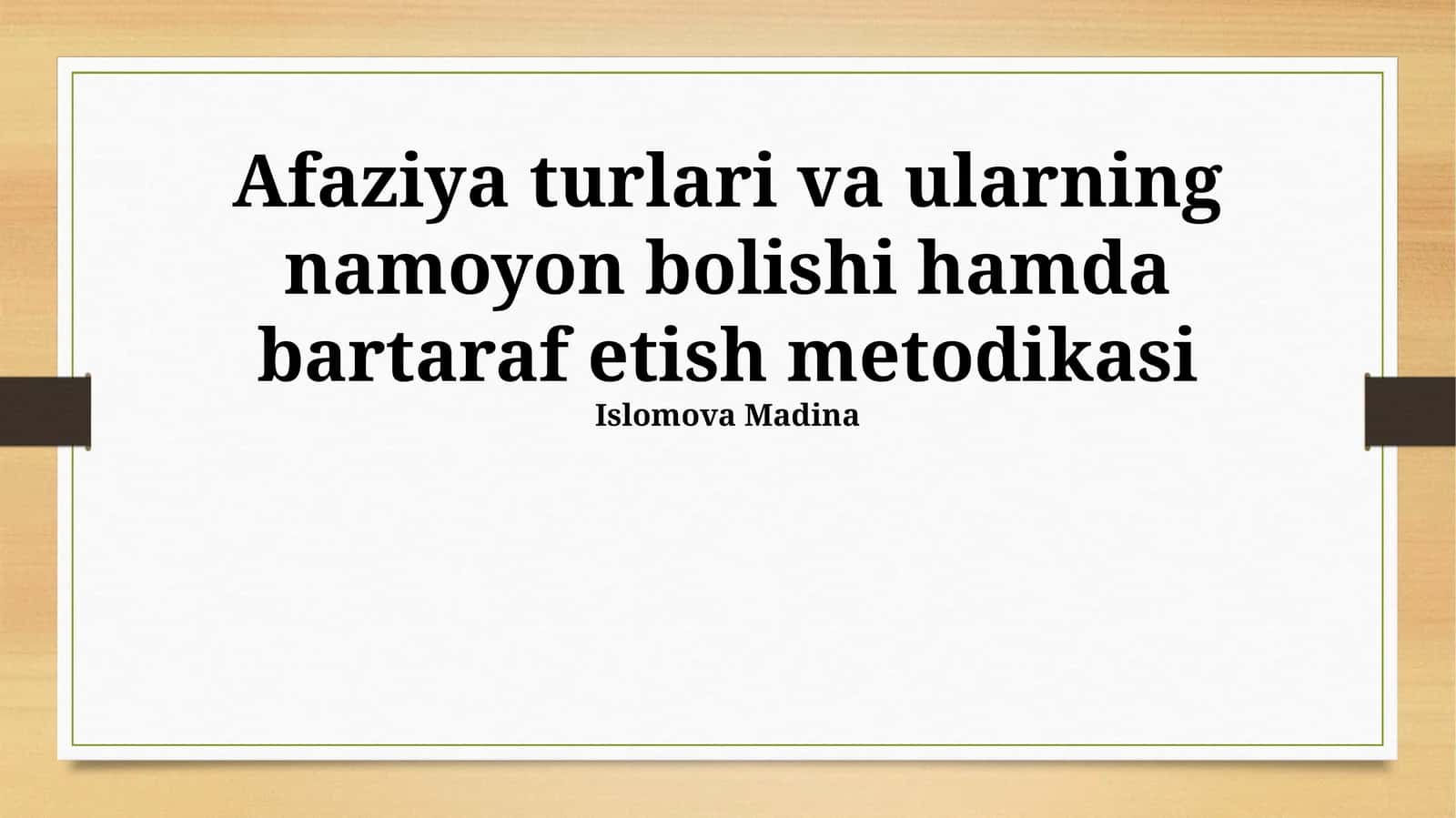 Afaziya turlari va ularning namoyon bolishi hamda bartaraf etish metodikasi 1