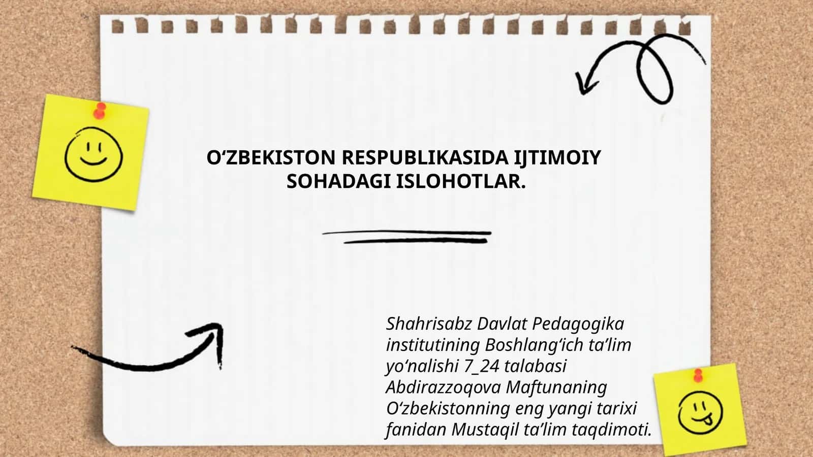 O‘ZBEKISTON RESPUBLIKASIDA IJTIMOIY SOHADAGI ISLOHOTLAR 1