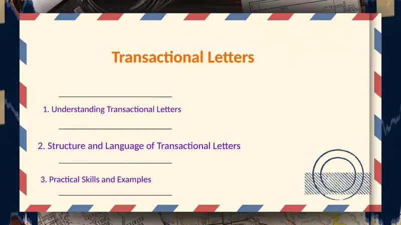 Transactional Letters 1