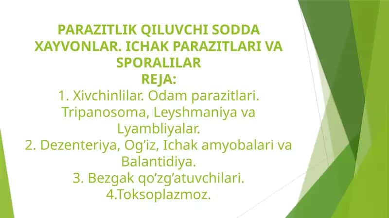 PARAZITLIK QILUVCHI SODDA XAYVONLAR 1