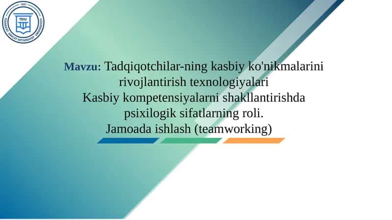 Tadqiqotchilar-ning kasbiy ko'nikmalarini rivojlantirish texnologiyalari 1