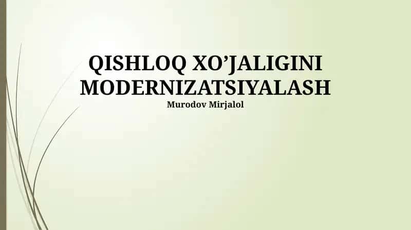 Zamonaviy Qishloq Xo'jaligi Texnologiyalari 1