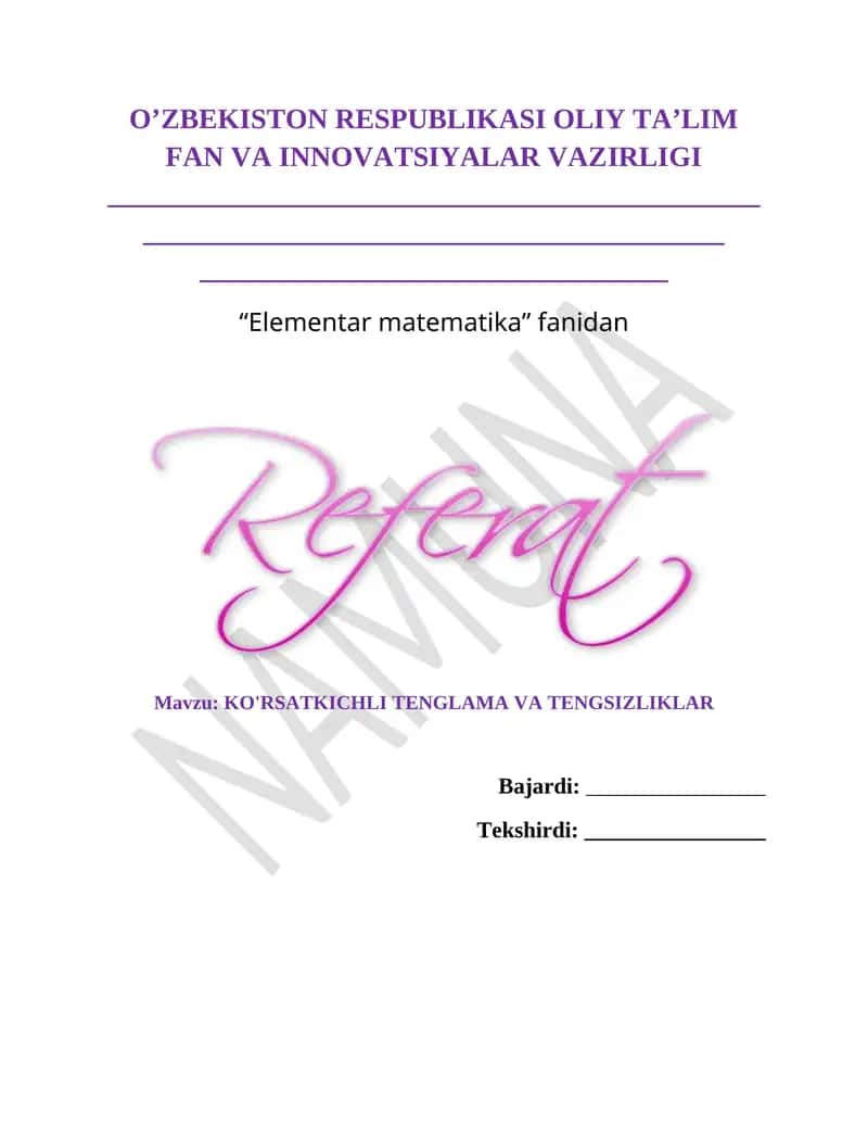 Elementar matematika 1