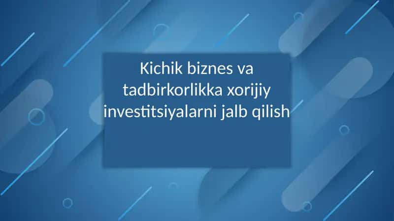 Kichik biznes va tadbirkorlik 1