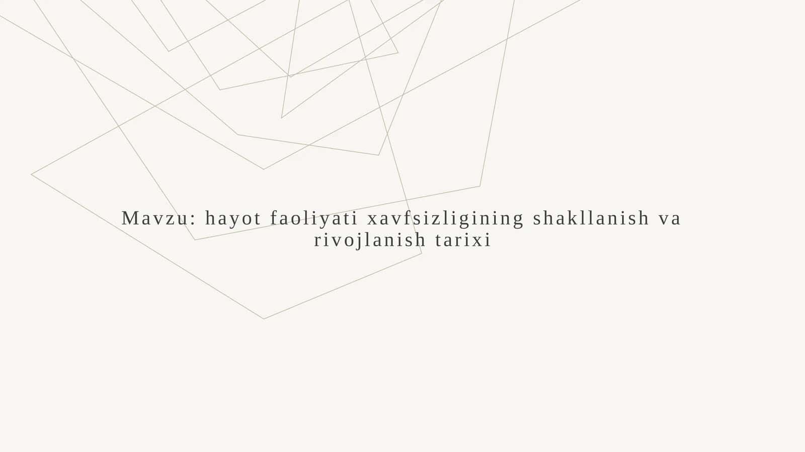Hayot faoliyati xavfsizligi 1