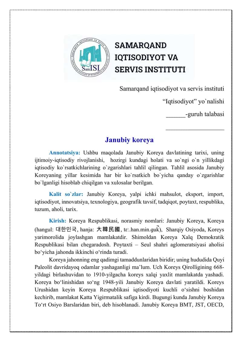 Janubiy koreya 1