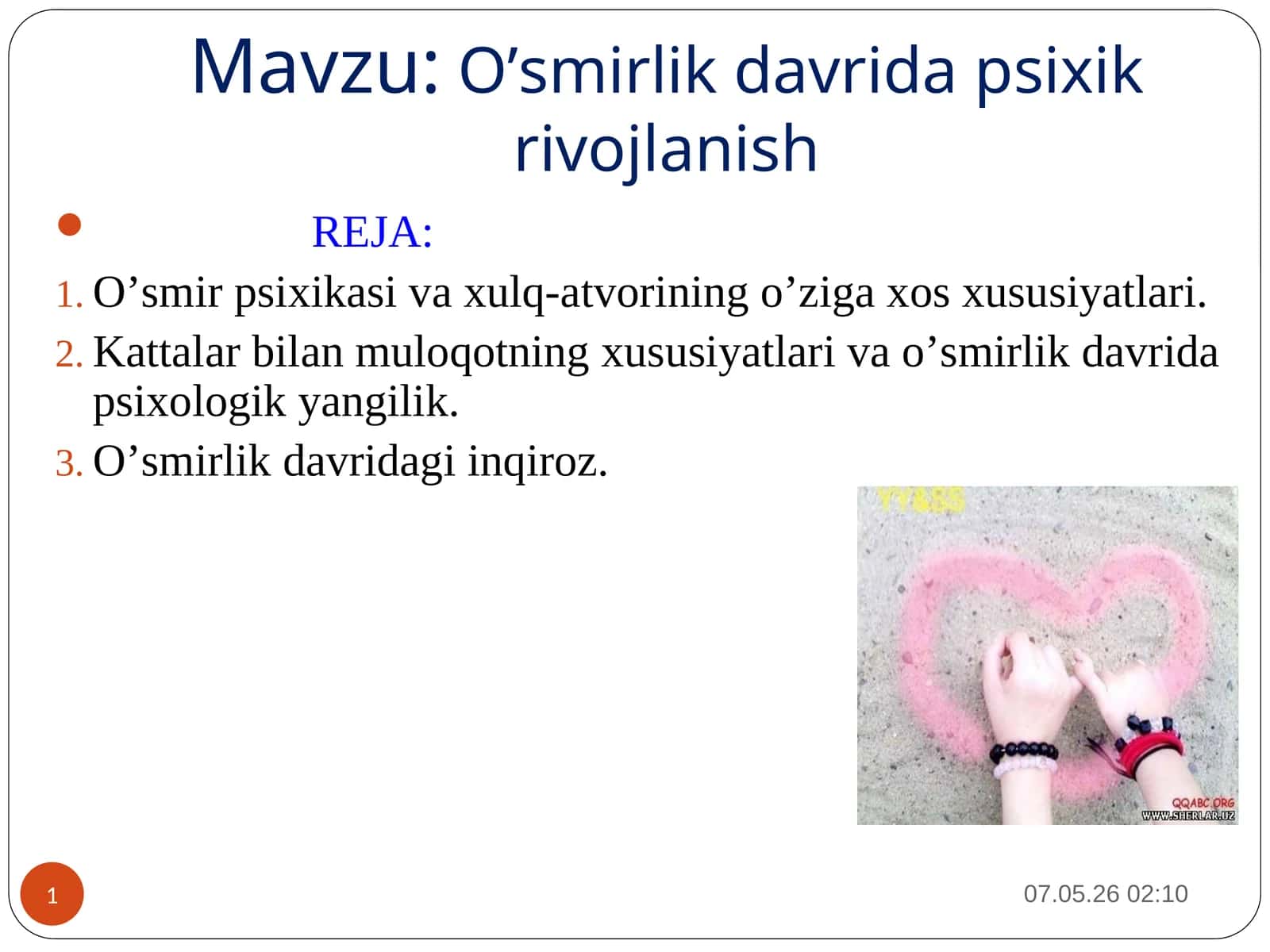 O’smirlik davrida psixik rivojlanish 1