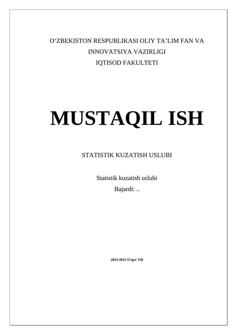 Statistik kuzatish uslubi 1