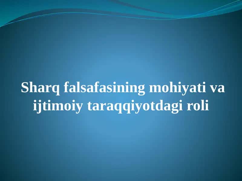 Sharq falsafasi 1