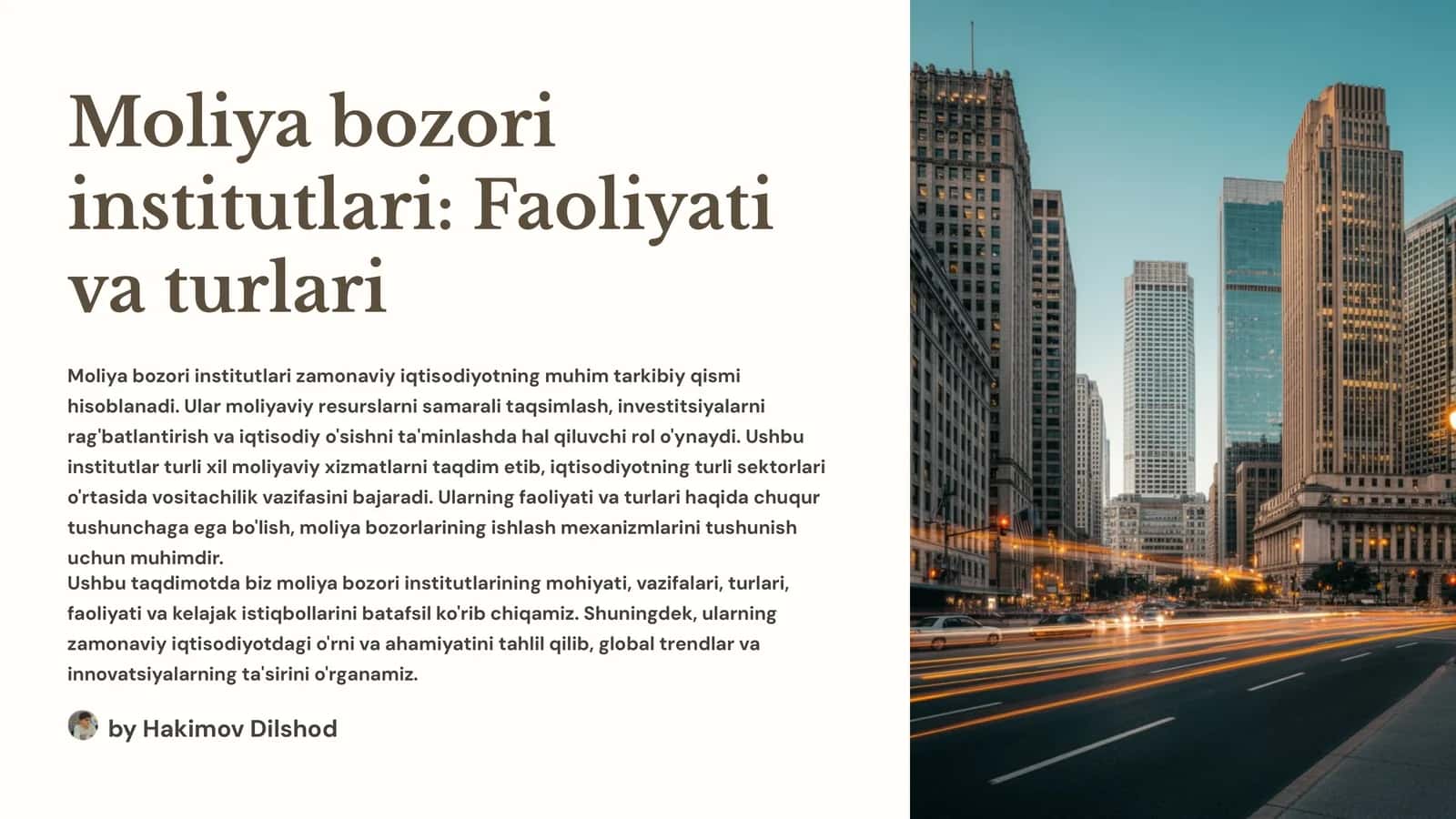Moliya bozori institutlari: Faoliyati va turlari 1
