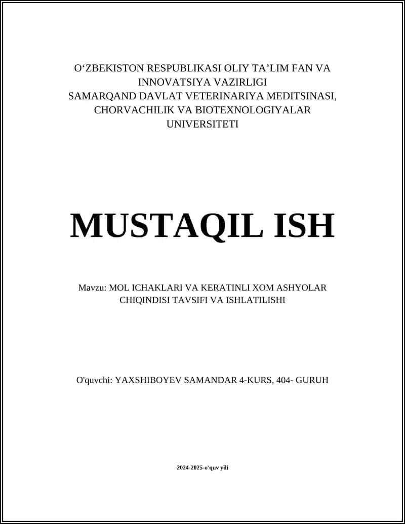 Mol ichaklari va keratinli xom ashyolar: Tushunchalar 1