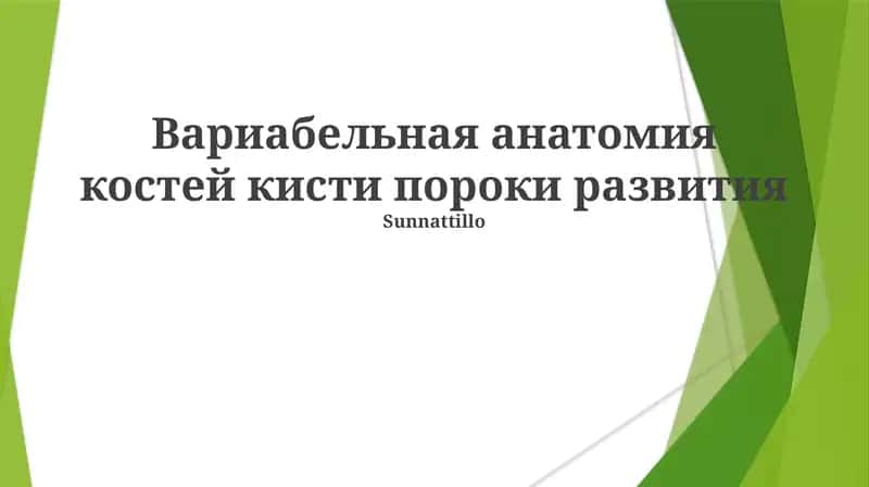 Вариабельная анатомия костей кисти пороки развития 1