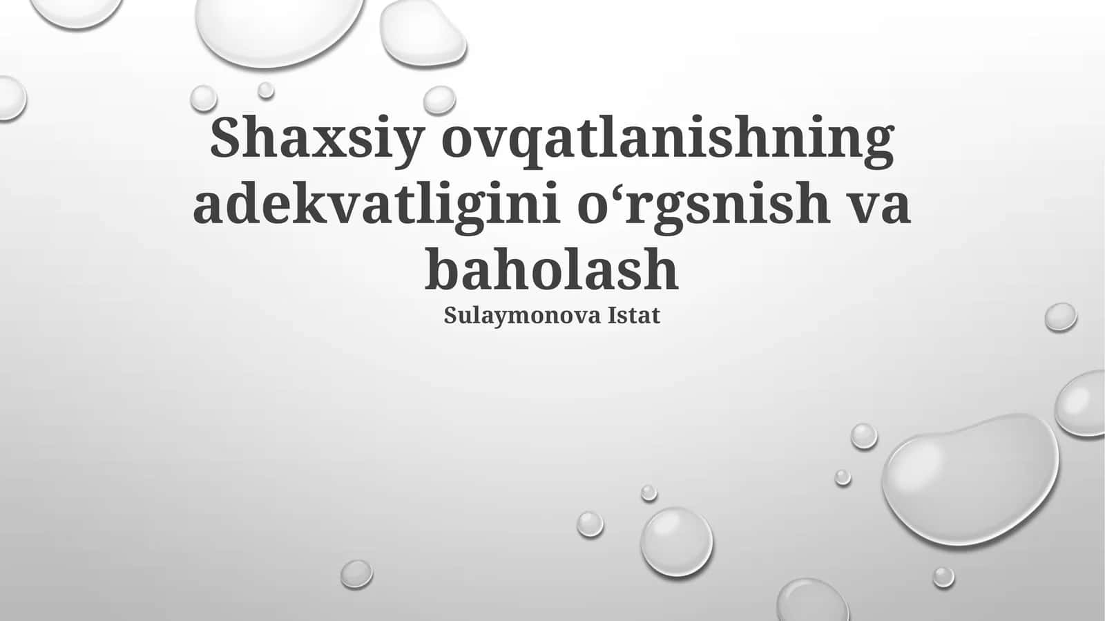 Shaxsiy ovqatlanishning adekvatligini oʻrgsnish va baholash 1