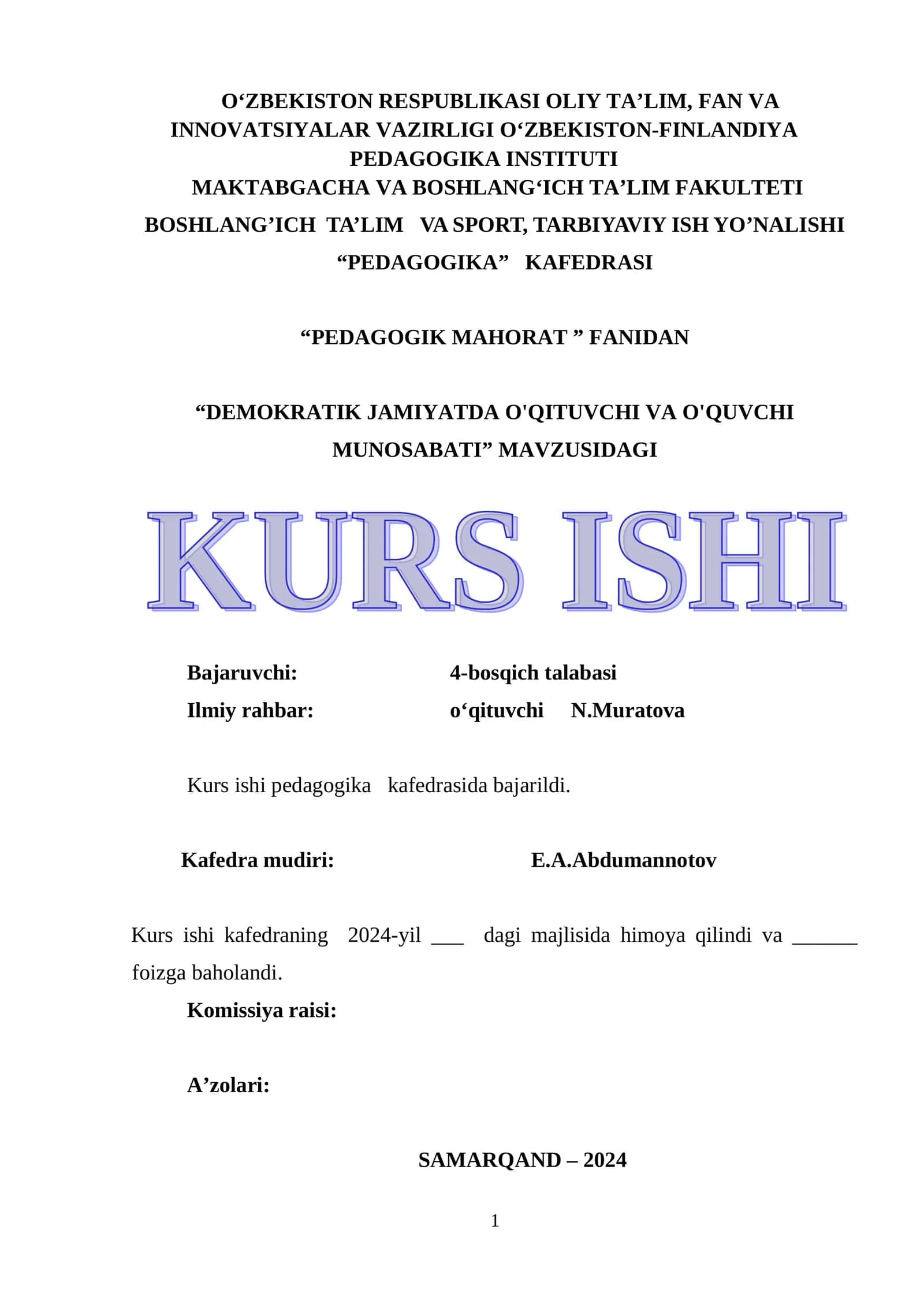 DEMOKRATIK JAMIYATDA O'QITUVCHI VA O'QUVCHI MUNOSABATI 1