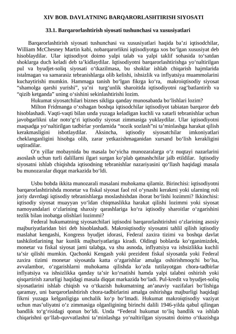 davlatning barqarorlashtirish siyosati 1