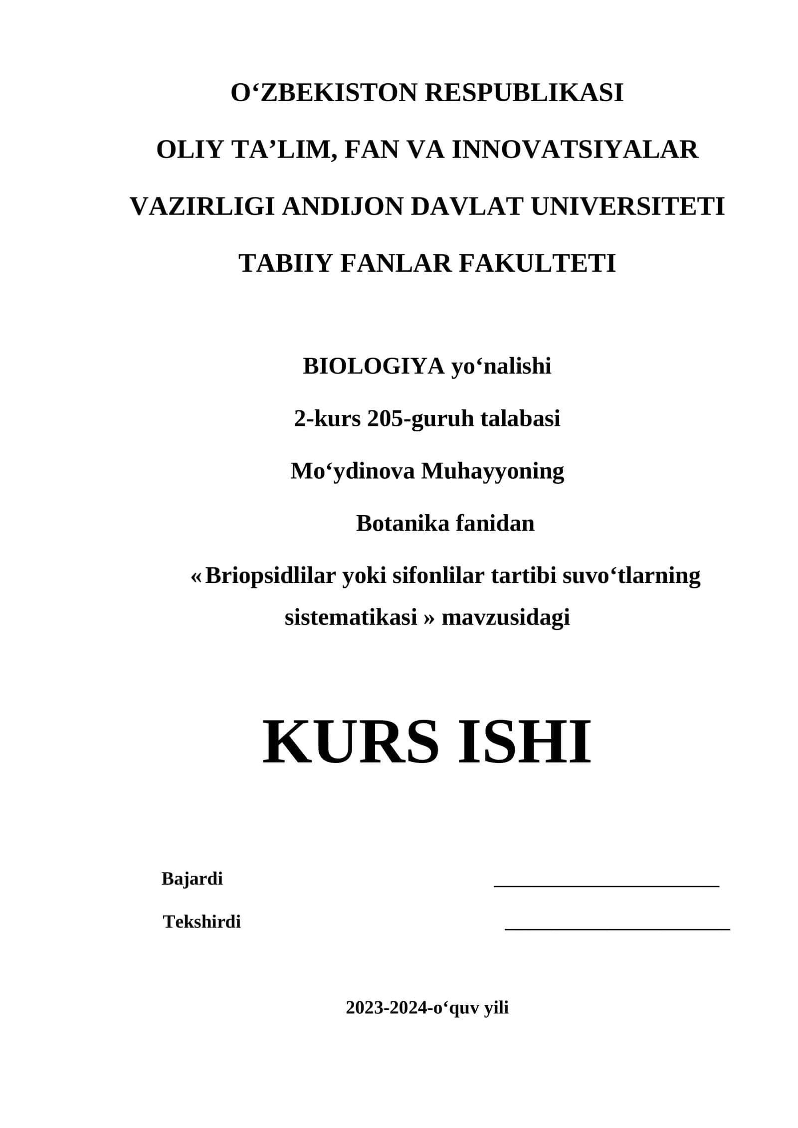 Briopsidlilar yoki sifonlilar tartibi suvoʻtlarning sistematikasi 1