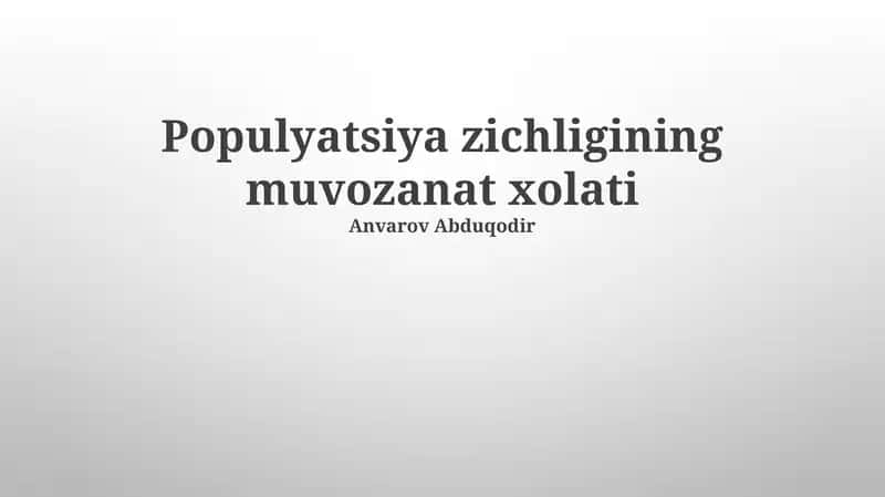 Aholi zichligini boshqarish usullari 1