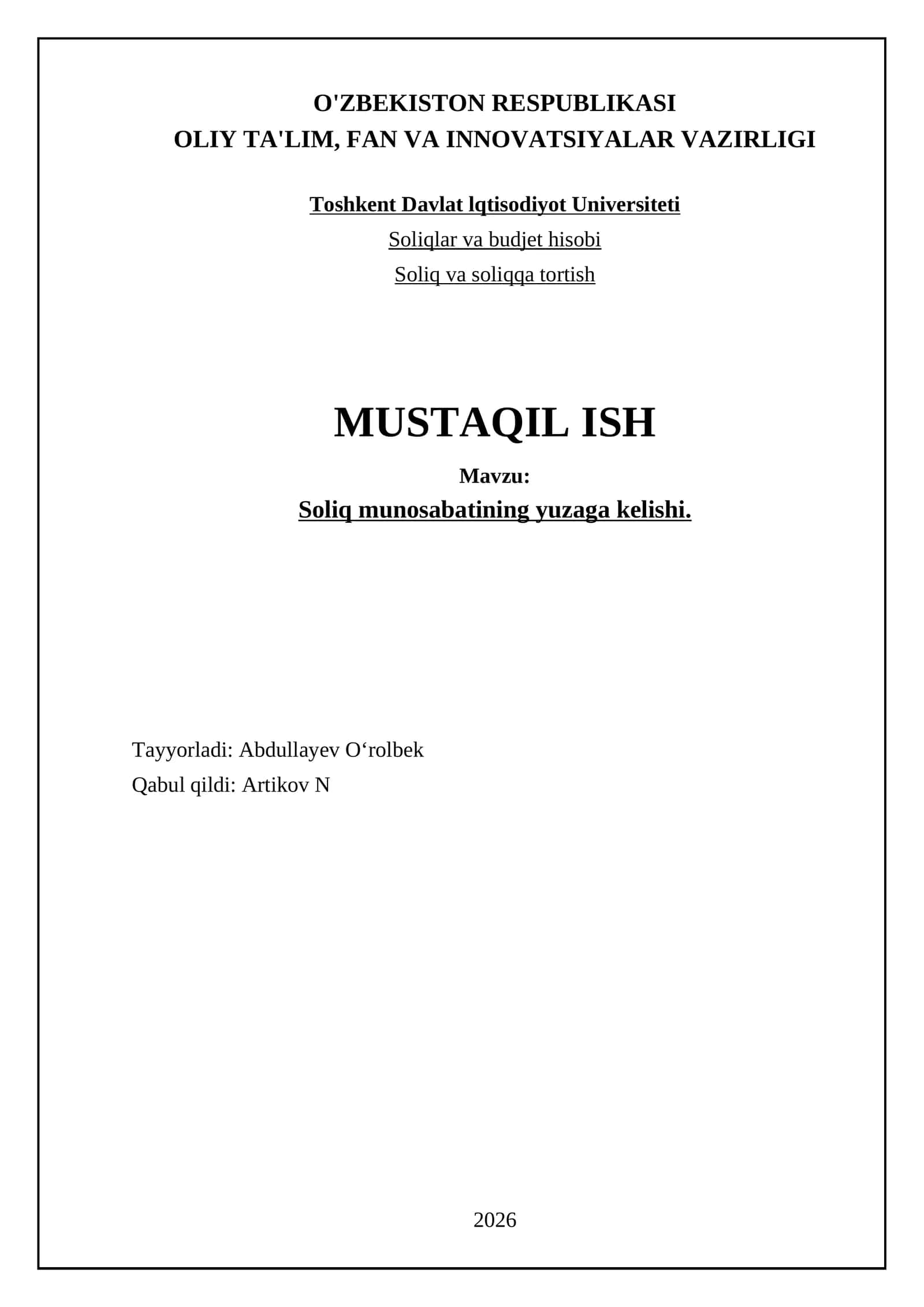 Soliq munosabatining yuzaga kelishi 1